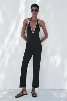Укороченные брюки ZARA, черный