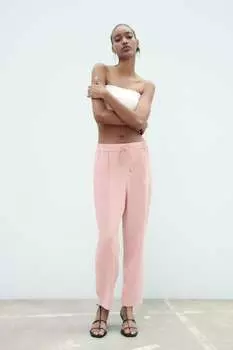 Укороченные брюки ZARA, розовый