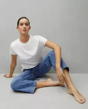 Укороченные джинсовые брюки-кюлоты с поясом Easy Wear, индиго