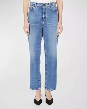 Укороченные джинсовые брюки прямого кроя Loris Weekend Max Mara, цвет Navy