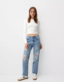 Укороченные джинсы Bershka, голубой