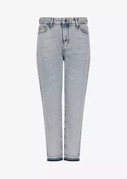 Укороченные джинсы бойфренды J16 из хлопкового денима Armani Exchange, синий