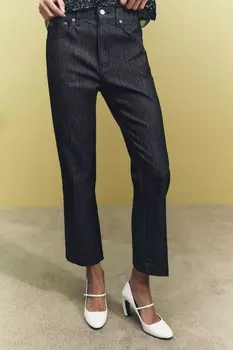 Укороченные джинсы bootcut с высокой талией ZARA, черный