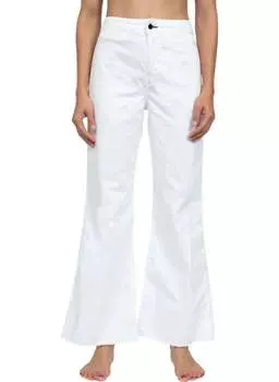 Укороченные джинсы Brighton с бахромой по низу белого цвета ASKK NY