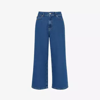 Укороченные джинсы из денима с широкой посадкой и средней посадкой Whistles, синий