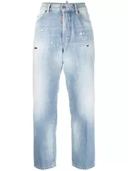 Укороченные джинсы из вареного денима DSQUARED2, синий