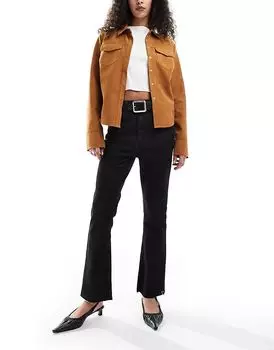 Укороченные джинсы-клеш с необработанным краем, выбеленного черного цвета ASOS DESIGN