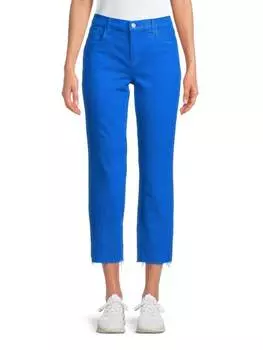 Укороченные джинсы L'AGENCE прямого кроя с высокой посадкой Sada, azure