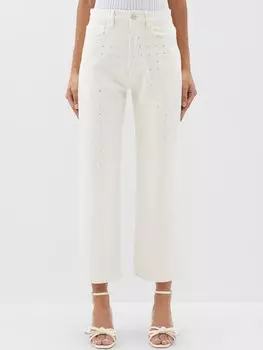 Укороченные джинсы le jane с кристаллами FRAME, белый