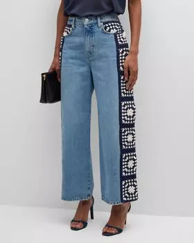 Укороченные джинсы Le Jane с широкими штанинами, связанные крючком FRAME, цвет Baines Clean