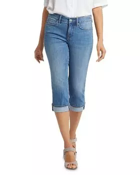 Укороченные джинсы Marilyn с высокой талией и манжетами NYDJ, синий