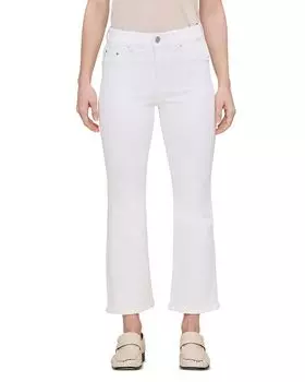 Укороченные джинсы Petite Bridget с завышенной талией и расклешенным низом Instasculpt в белом цвете DL1961, белый