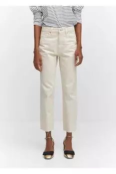 Укороченные джинсы прямого кроя Mango, экрю