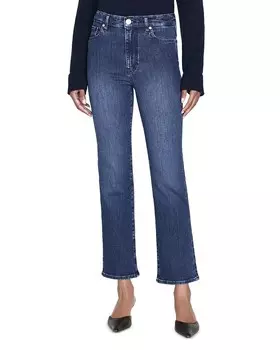 Укороченные джинсы прямого кроя с высокой посадкой FRAME Le Sleek в цвете Thunderstorm, синий