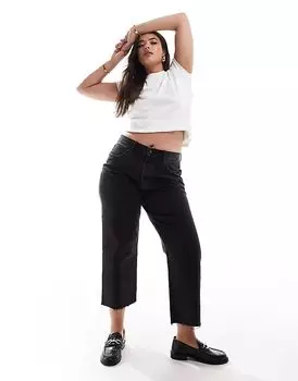 Укороченные джинсы прямого кроя стретч черного цвета ASOS