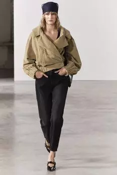 Укороченные джинсы прямые ноги со средней посадкой ZARA, черный