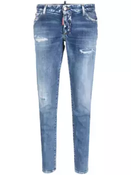 Укороченные джинсы с эффектом потертости DSQUARED2, синий