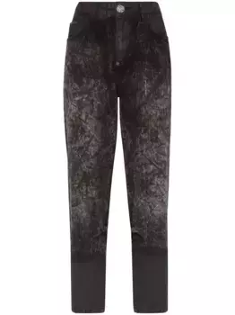 Укороченные джинсы с эффектом потертости Philipp Plein, черный