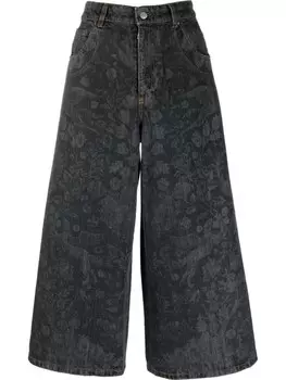 Укороченные джинсы с цветочным принтом ETRO, серый