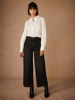 Укороченные джинсы с необработанным подолом с высокой посадкой Mint Velvet, черный