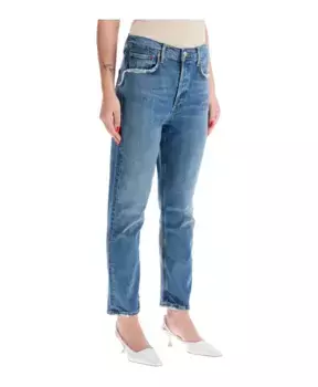 Укороченные джинсы с потертостями Agolde, синий