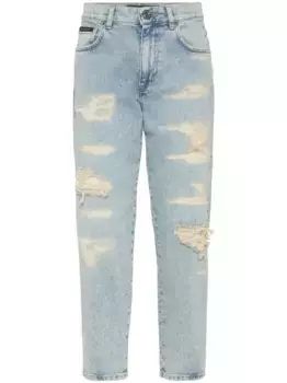 Укороченные джинсы с прорезями Philipp Plein, синий