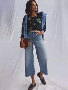 Укороченные джинсы с широкими штанинами Crew Clothing, светло-синий