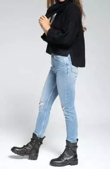 Укороченные джинсы с высокой посадкой и эффектом деструкции в стиле 90-х годов REDONE, цвет 60s fade with destroy