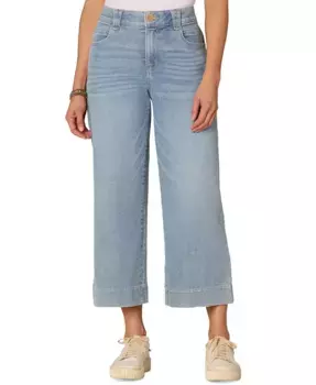 Укороченные джинсы с высокой посадкой и широкими штанинами Petite Democracy, синий