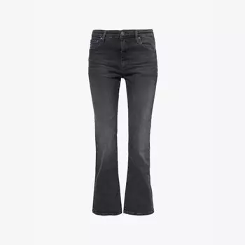 Укороченные джинсы с высокой посадкой из смеси эластичного денима с фирменной нашивкой Jodi Ag, черный