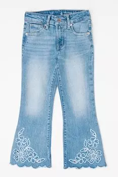 Укороченные джинсы с высокой талией и вышивкой Gap, синий