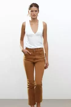 Укороченные джинсы с высокой талией ZARA, цвет Caramel