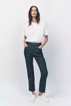 Укороченные джинсы с высокой талией ZARA, синий