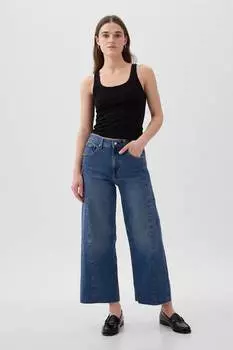 Укороченные джинсы с завышенной талией и широкими штанинами Gap, синий