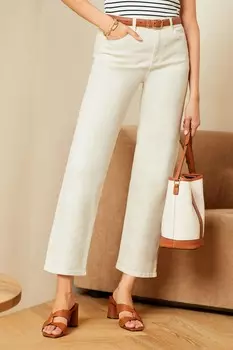 Укороченные джинсы с завышенной талией и широкими штанинами Love & Roses, белый