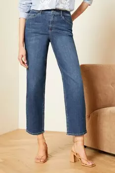 Укороченные джинсы с завышенной талией и широкими штанинами Love & Roses, синий