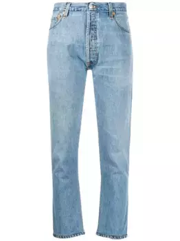 Укороченные джинсы с завышенной талией RE/DONE, синий