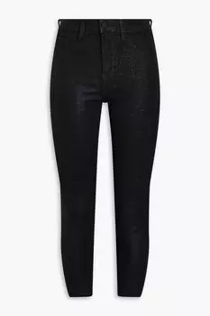 Укороченные джинсы-скинни Margot с блестками и высокой посадкой L'AGENCE, черный