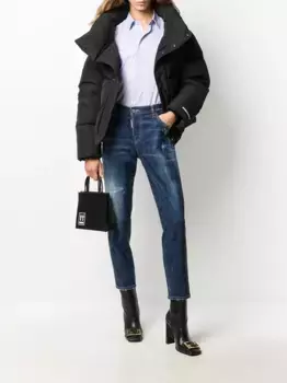 Укороченные джинсы скинни с заклепками DSQUARED2, синий