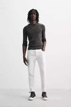 Укороченные джинсы-скинни ZARA, белый