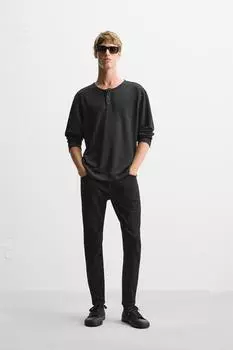 Укороченные джинсы скинни ZARA, черный