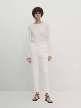 Укороченные джинсы Slim fit средней посадки Massimo Dutti, бежевый