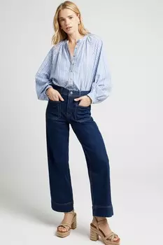 Укороченные джинсы средней посадки с широкими штанинами River Island, синий