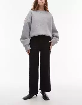 Укороченные джинсы стретч с широкими штанинами черного цвета & Other Stories