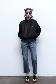 Укороченные джинсы trf со средней посадкой ZARA, темно-синий