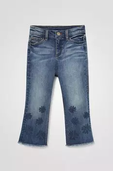 Укороченные джинсы выше щиколотки с цветочной вышивкой Desigual, синий