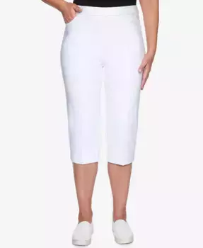Укороченные классические брюки-кюлоты Petite Classic Allure Super Stretch Pull-On Clam Digger Alfred Dunner, белый