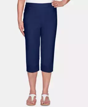 Укороченные классические брюки-кюлоты Petite Classic Allure Super Stretch Pull-On Clam Digger Alfred Dunner, синий