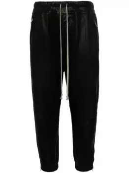 Укороченные кожаные брюки Rick Owens, черный