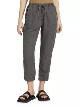 Укороченные льняные брюки с высокой посадкой lou NSF Pigment